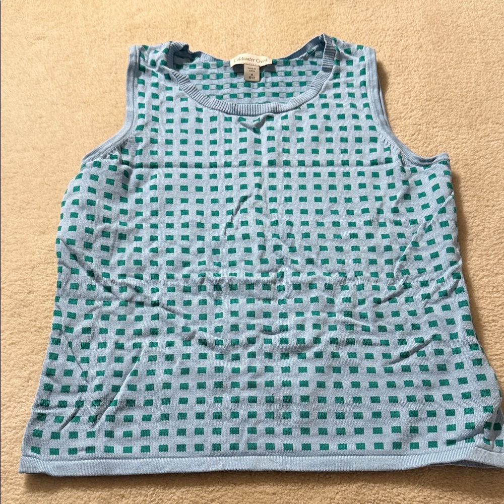 Coldwater Creek Teal and Light Blue Knit Top